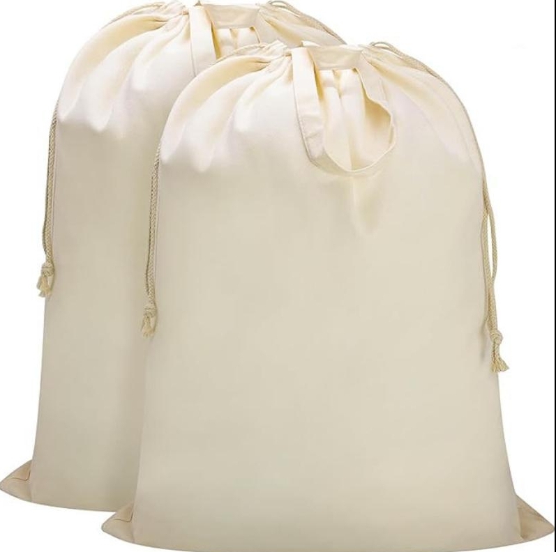 Heavy Duty Canvas Cotton Drawstring Pouch Bag Laundry Bags