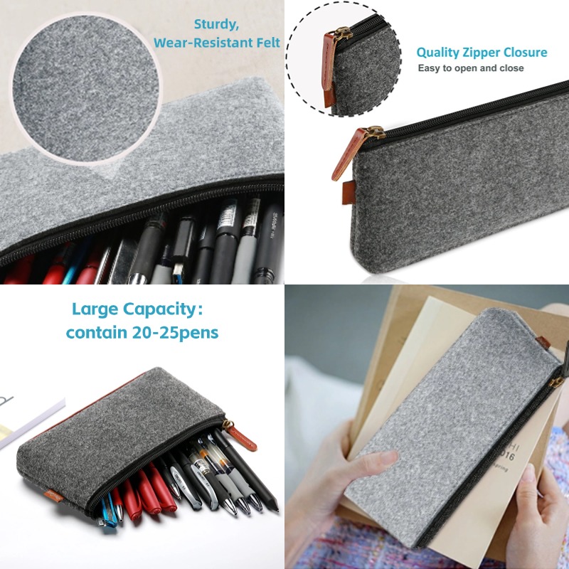 Customized Pencil Felt Bag Pen Case Students Stationery Pouch Zipper Bag for Pens School Supplies