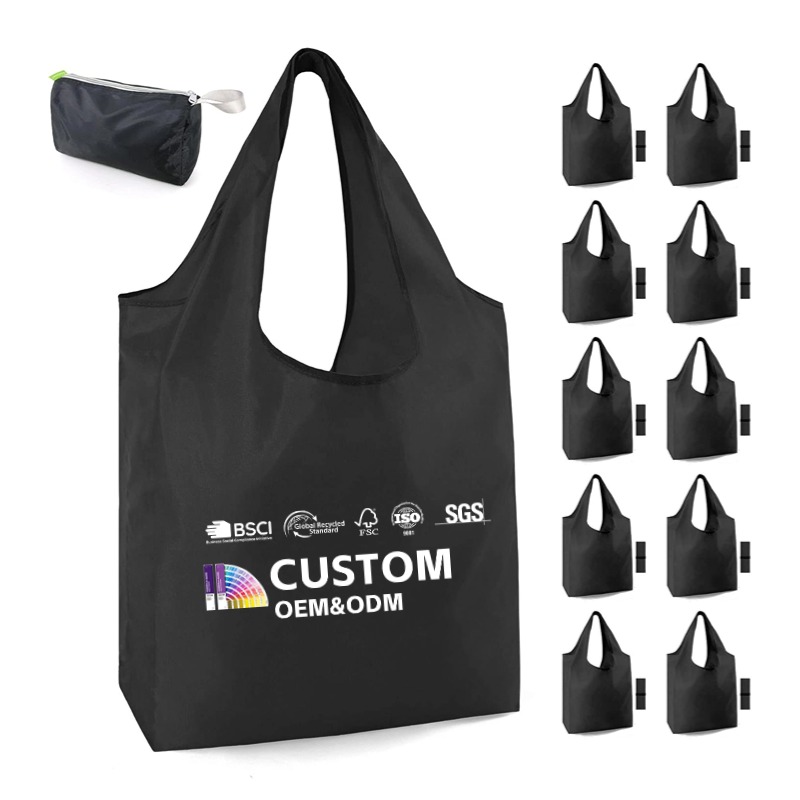 Custom Reusable Grocery Bags Foldable Storage Pouch Shopping Bag