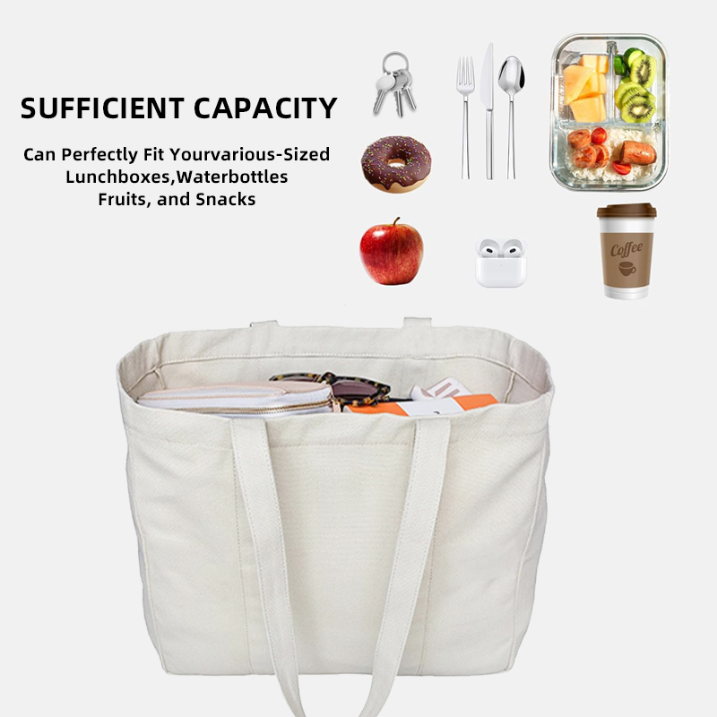 Large Capacity Cotton Canvas Beach Shopping Bag