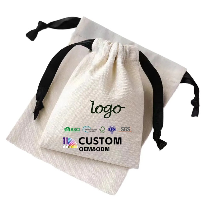 Wholesale Custom Drawstring Bag Cotton Fabric Shopping Bags Reusable