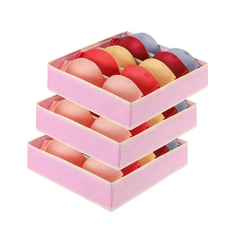 Pink Foldable Panties Sock Underwear Closet Drawer Organizer Storage Box