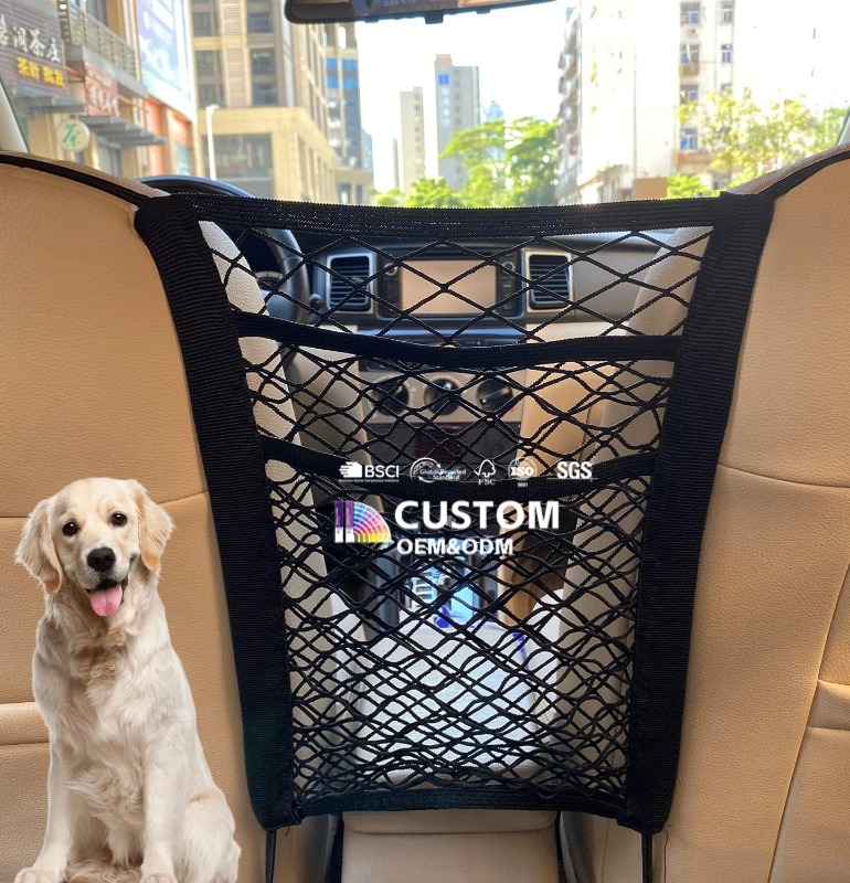 3-Layer Car Mesh Organizer SeatBack Net Bag Barrier of Backseat Pet Kid