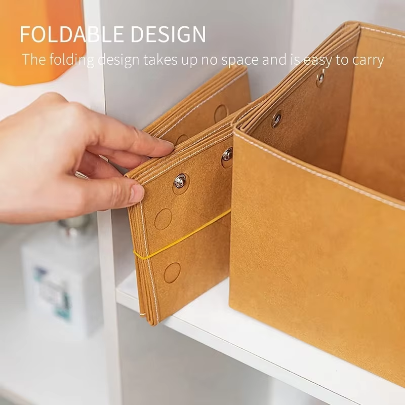 Washable Kraft Paper Bag Office Desktop Waterproof Storage Box 
