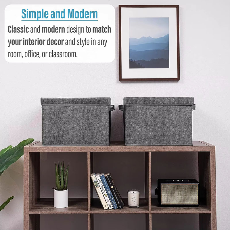 Large Foldable Storage Box Basket with Lid Handle for Home Clothes Book