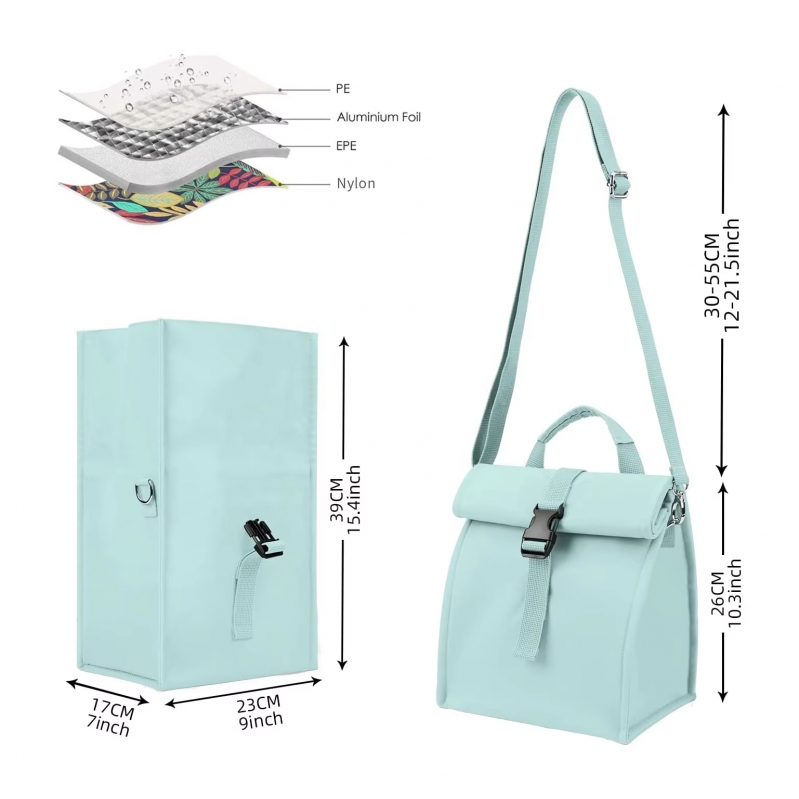 Insulated Cooler Bag with Adjustable Strap Lunch Shoulder Bag Outdoor