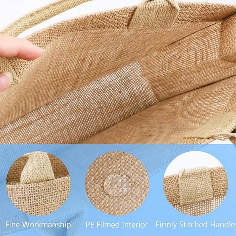 Jute Grocery Bag Vintage Gift Beach Shopping Burlap Jute Tote Bags