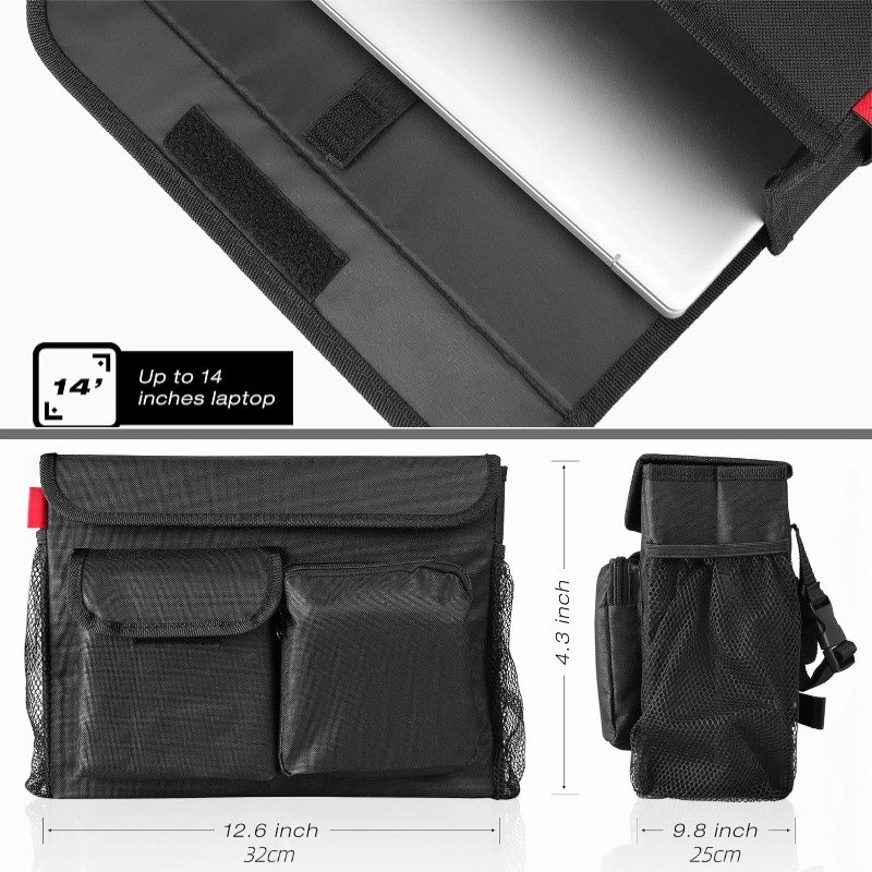Scooter Bag Organizer Pouch with 14 Inch Laptop Pocket and Cup Holders