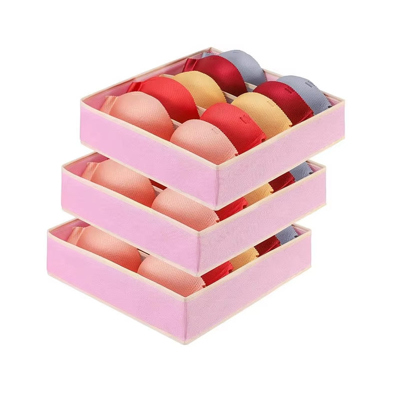 Pink Foldable Panties Sock Underwear Closet Drawer Organizer Storage Box