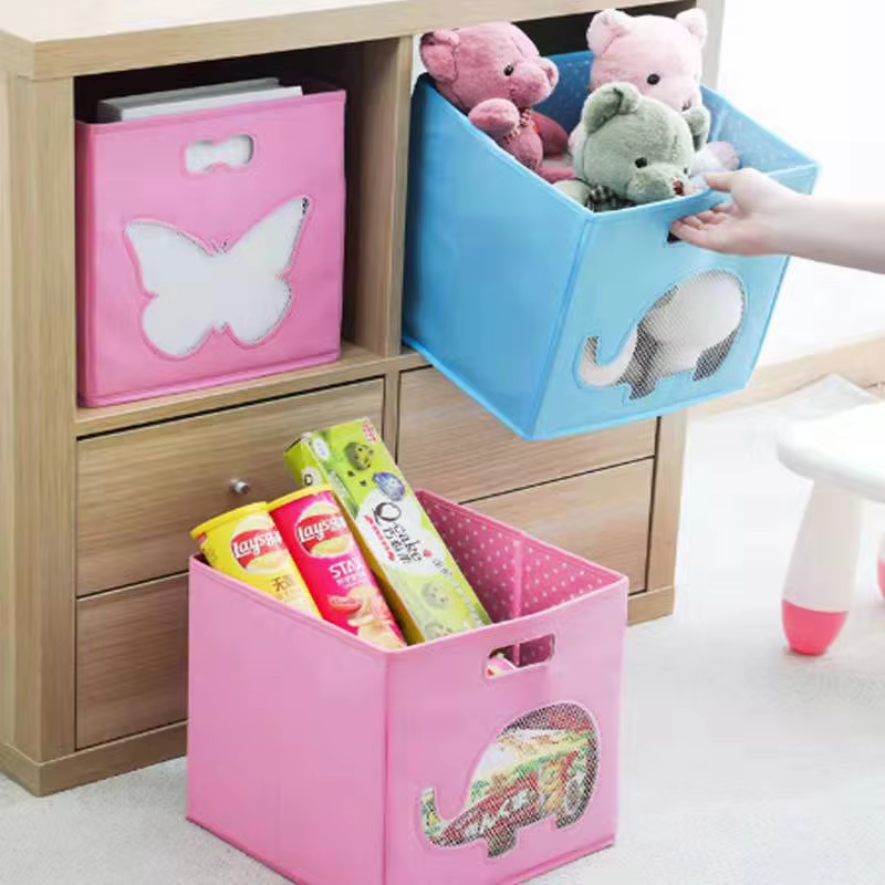 Portable Square Non Woven Storage Box for storaging Toy