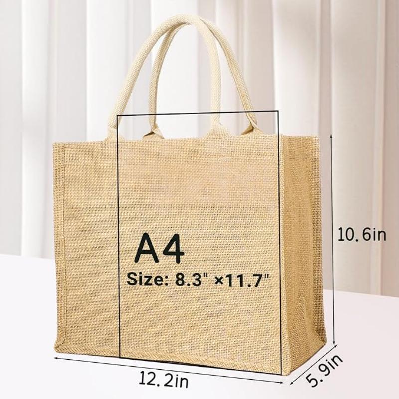 Jute Grocery Bag Vintage Gift Beach Shopping Burlap Jute Tote Bags