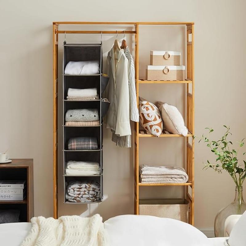 Hanging Wardrobe Organizer Clothing Hanging Closet Storage Shelves