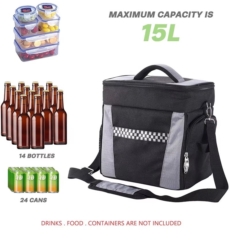 Large Cooler Lunch Bag with Two Opening for Cool Hot Food Outside