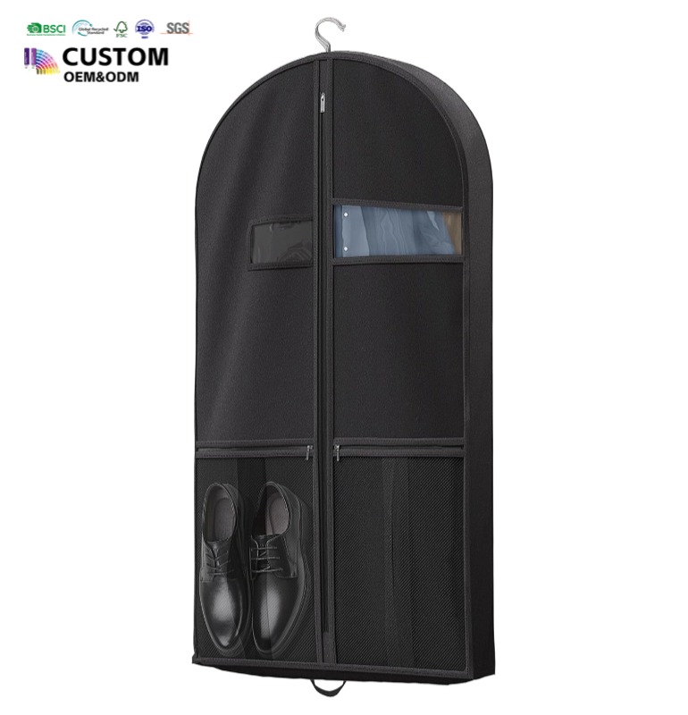 Travel Garment Bag with Accessories Zipper Pocket and PVC clear Window