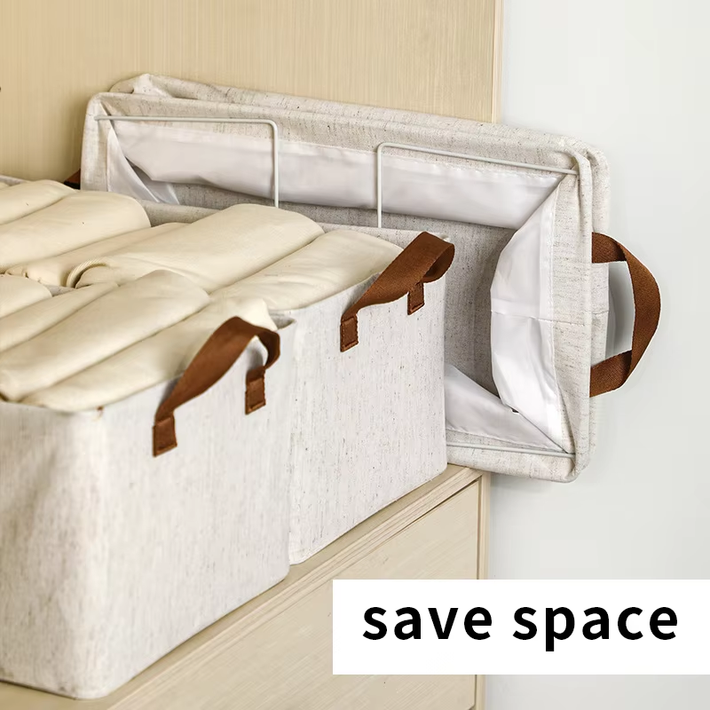 Cotton Clothes Storage Box Washable Closet Organizer for Bedroom