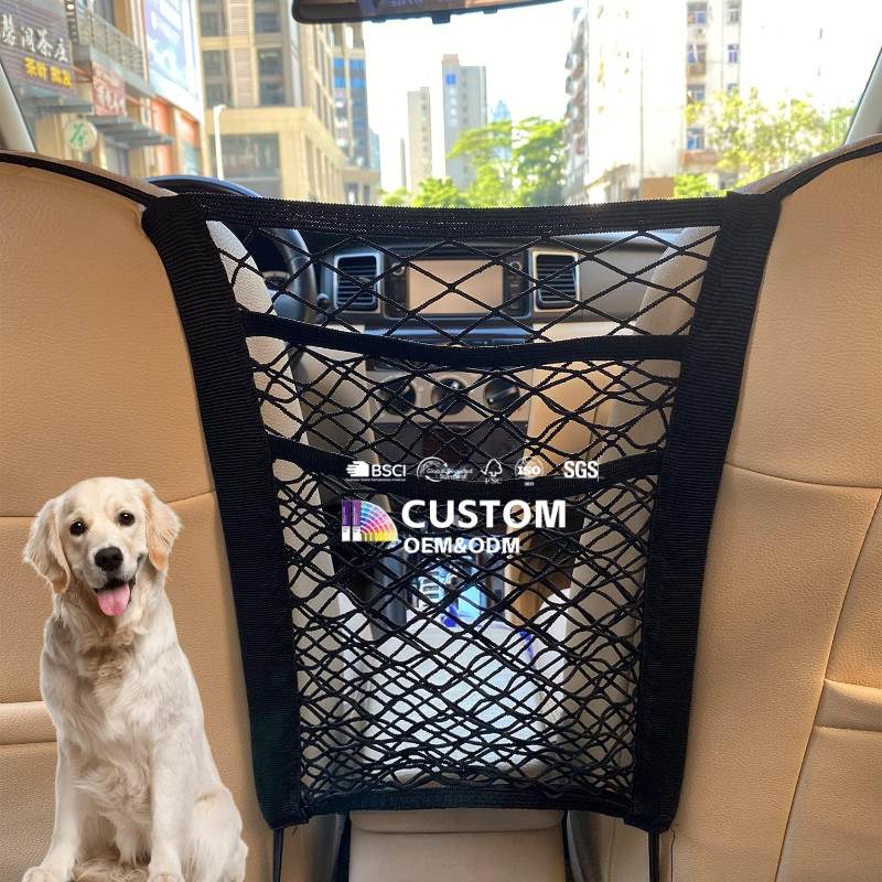 3-Layer Car Mesh Organizer SeatBack Net Bag Barrier of Backseat Pet Kid
