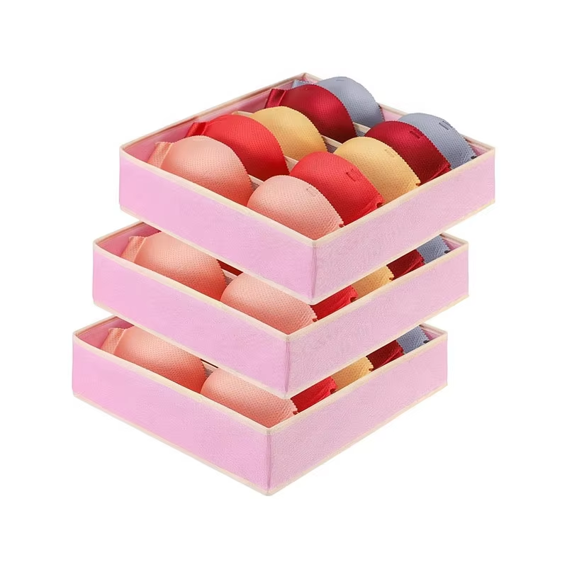 Pink Foldable Panties Sock Underwear Closet Drawer Organizer Storage Box