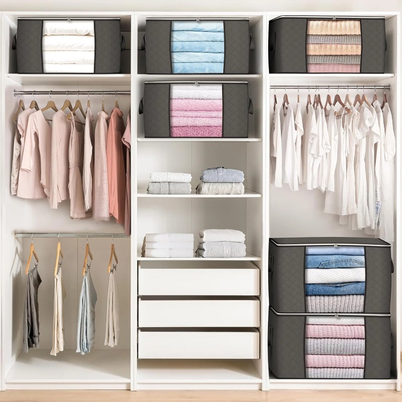 Large Storage Bags, Clothes Storage Bins Foldable Closet Organizers