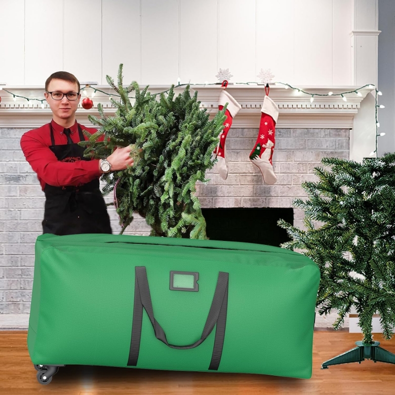 600D Heavy Duty 9ft Tree Rolling Christmas Ornament Storage Bag