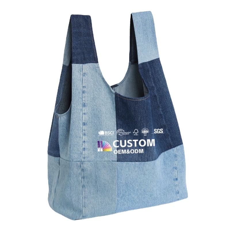 Wholesale Custom Tote Bag Denim Shopping Bags Jeans Casual Style