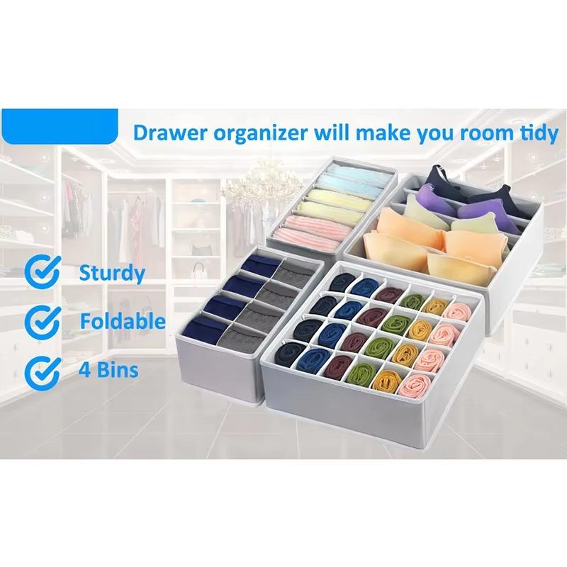 Set of 4 Underwear Drawer Organizer Dividers Closet Organizers