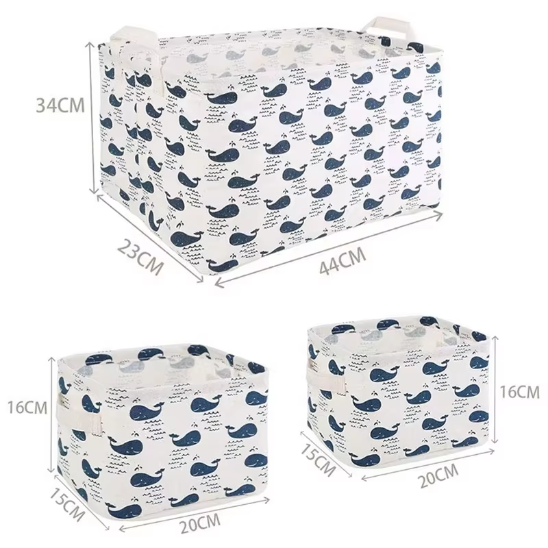 3 Pack Linen Desktop Storage Box Container for Cosmetic Bathroom