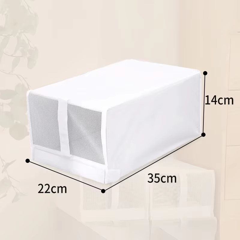 Shoe Organizer Stacked Storage Box With Mesh Window Lid Shoe Holder