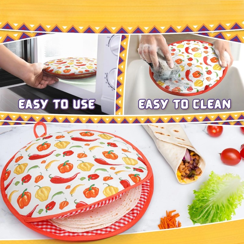 Tortilla Warmer Insulated Pouch 12 Inch Microwavable Fabric Pizza Heater