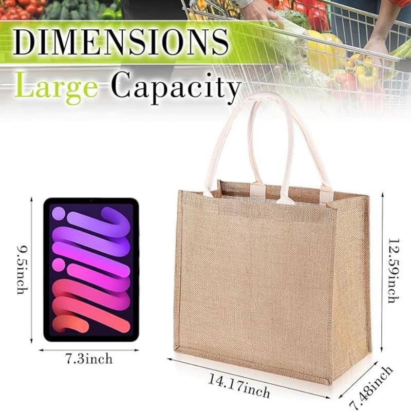 Burlap Tote Bags Eco Friendly Plain Grocery Carry Jute Shopping Bags