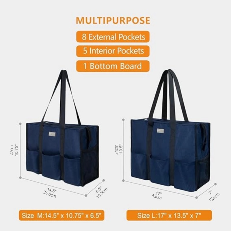 OEM Utility Waterproof Tote Bag, Top Zipper Closure with 13 Pockets