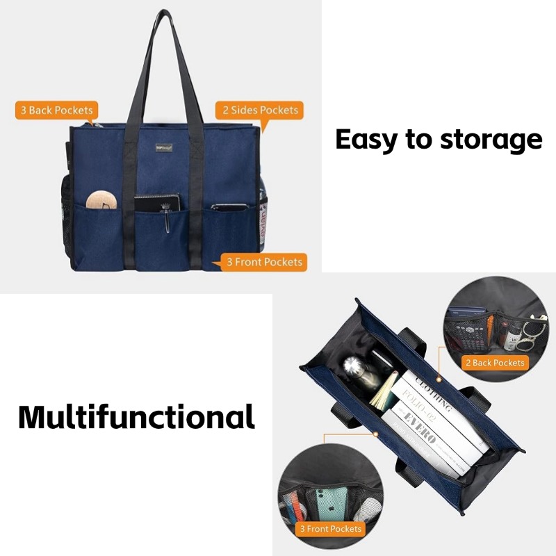 OEM Utility Waterproof Tote Bag, Top Zipper Closure with 13 Pockets