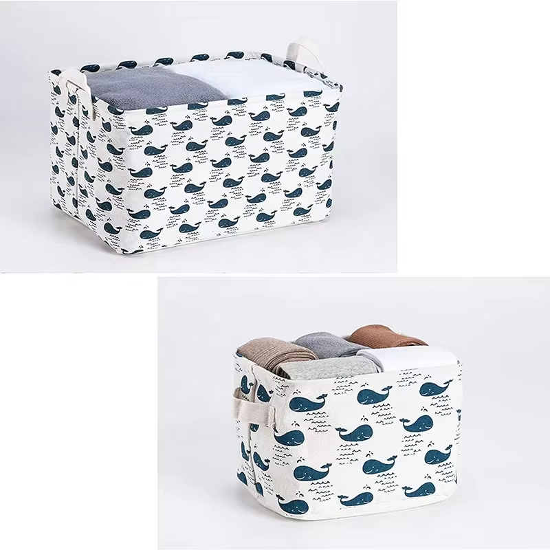 3 Pack Linen Desktop Storage Box Container for Cosmetic Bathroom