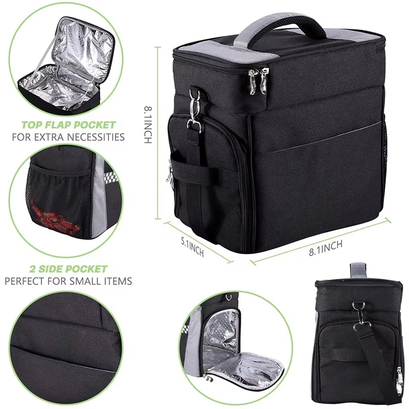 Large Cooler Lunch Bag with Two Opening for Cool Hot Food Outside