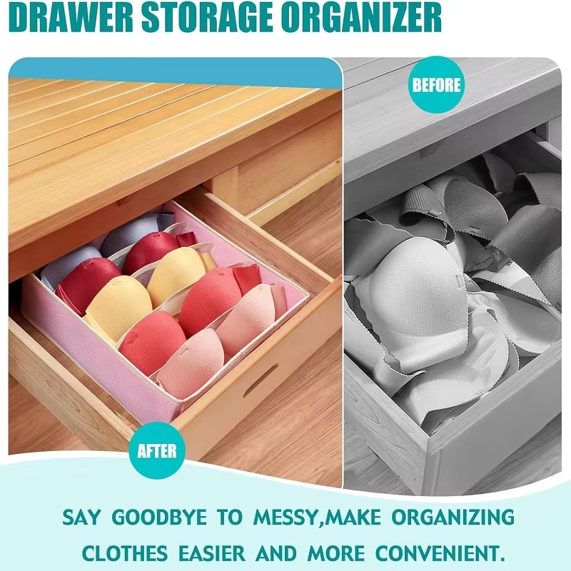 Pink Foldable Panties Sock Underwear Closet Drawer Organizer Storage Box