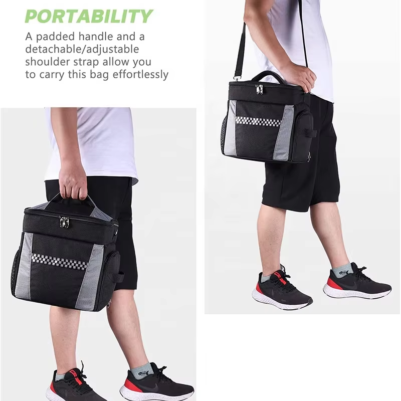 Large Cooler Lunch Bag with Two Opening for Cool Hot Food Outside