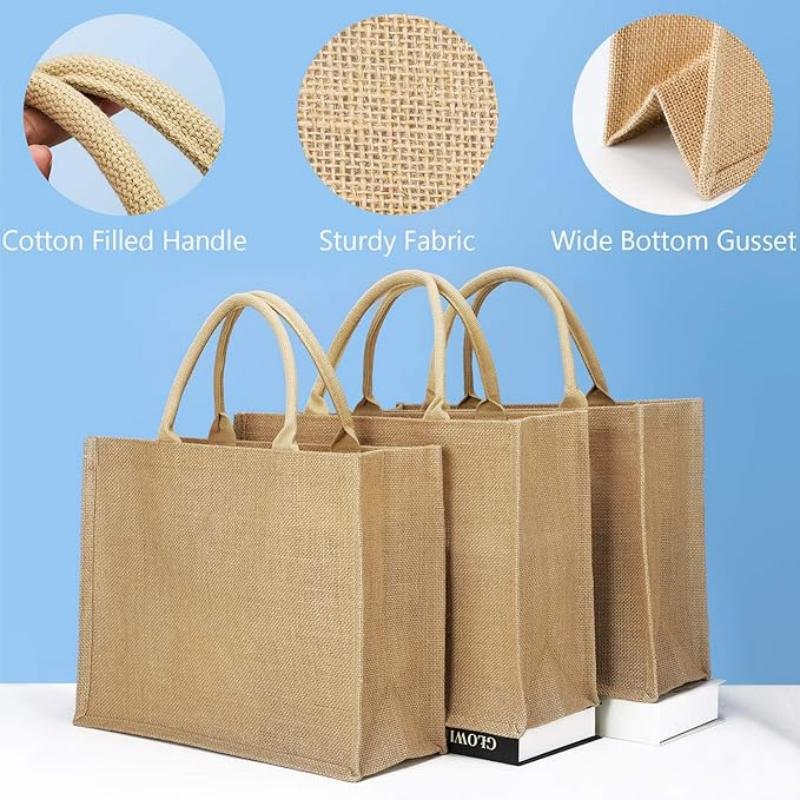 Jute Grocery Bag Vintage Gift Beach Shopping Burlap Jute Tote Bags