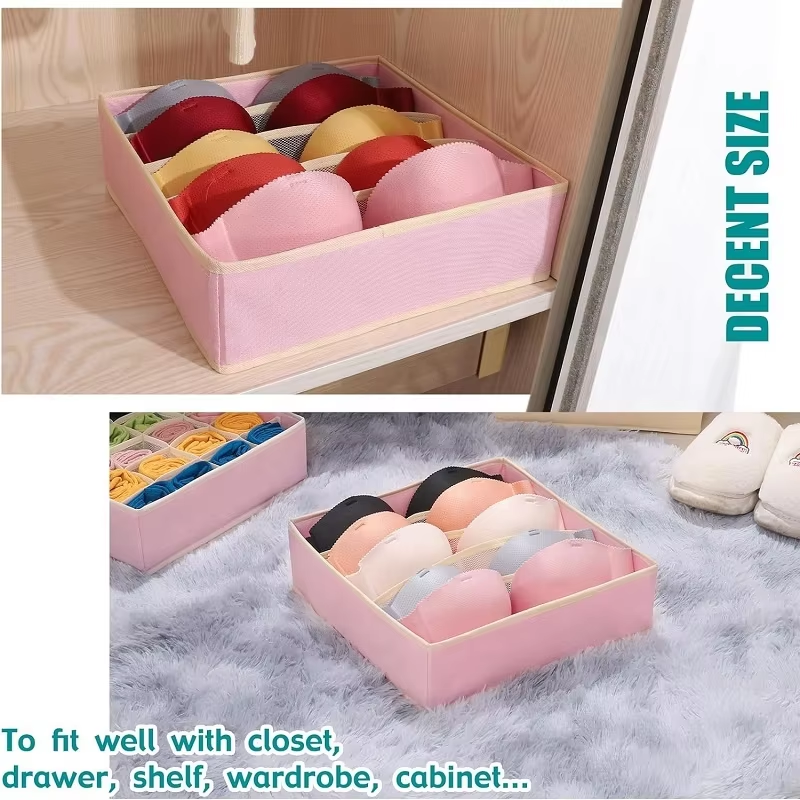 Pink Foldable Panties Sock Underwear Closet Drawer Organizer Storage Box