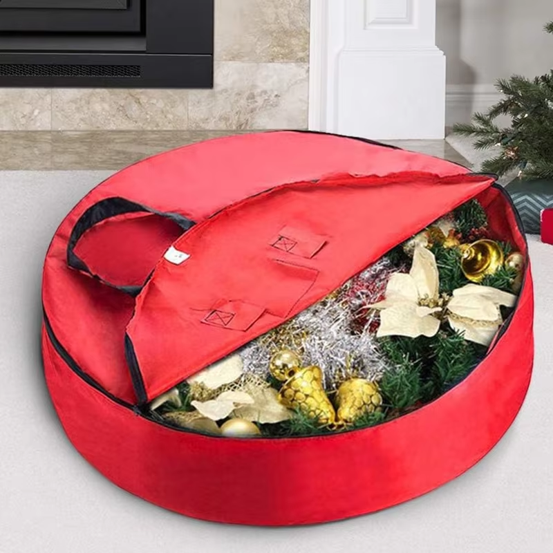 Custom Christmas Gift Storage Bag for Wreath Storage Bag with Zipper