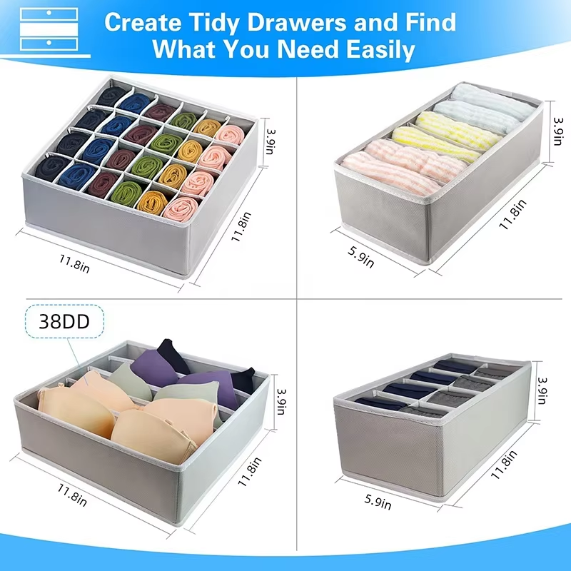 Set of 4 Underwear Drawer Organizer Dividers Closet Organizers