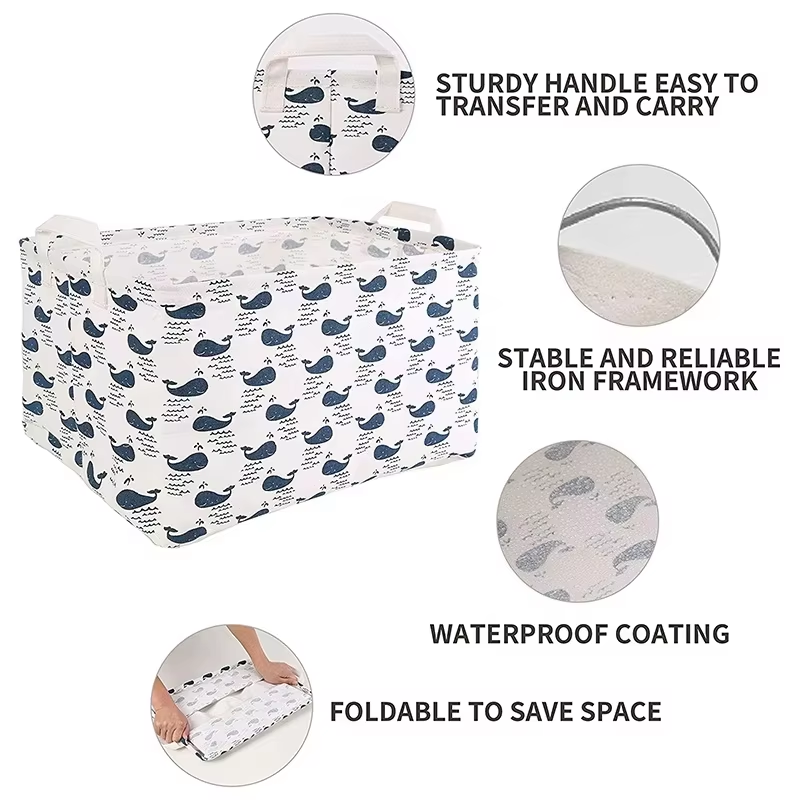3 Pack Linen Desktop Storage Box Container for Cosmetic Bathroom