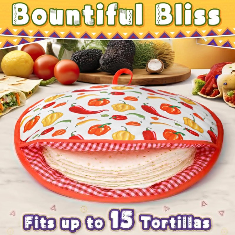 Tortilla Warmer Insulated Pouch 12 Inch Microwavable Fabric Pizza Heater