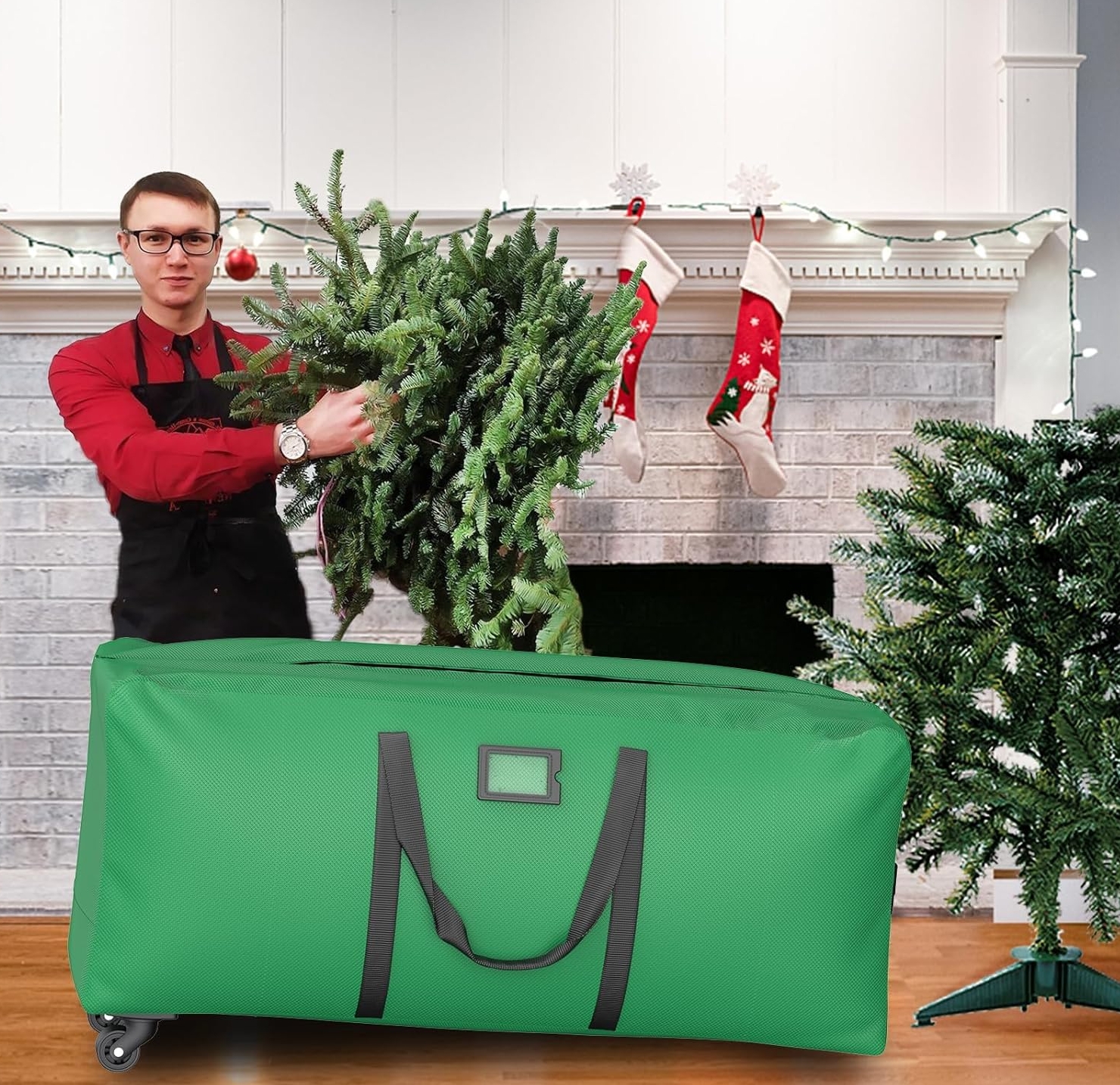 600D Heavy Duty 9ft Tree Rolling Christmas Ornament Storage Bag