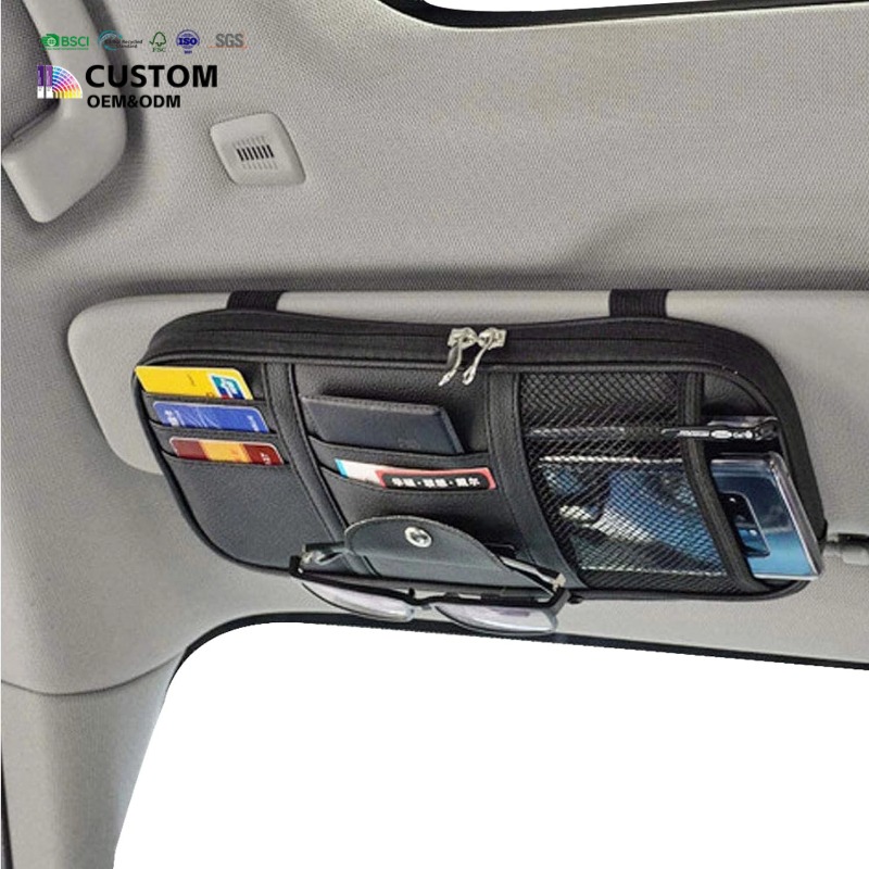 Car Sun Visor Organizer,Multi-Pocket Visor Storage Pouch with Zippers