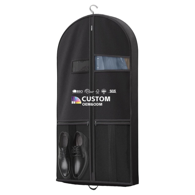 Travel Garment Bag with Accessories Zipper Pocket and PVC clear Window