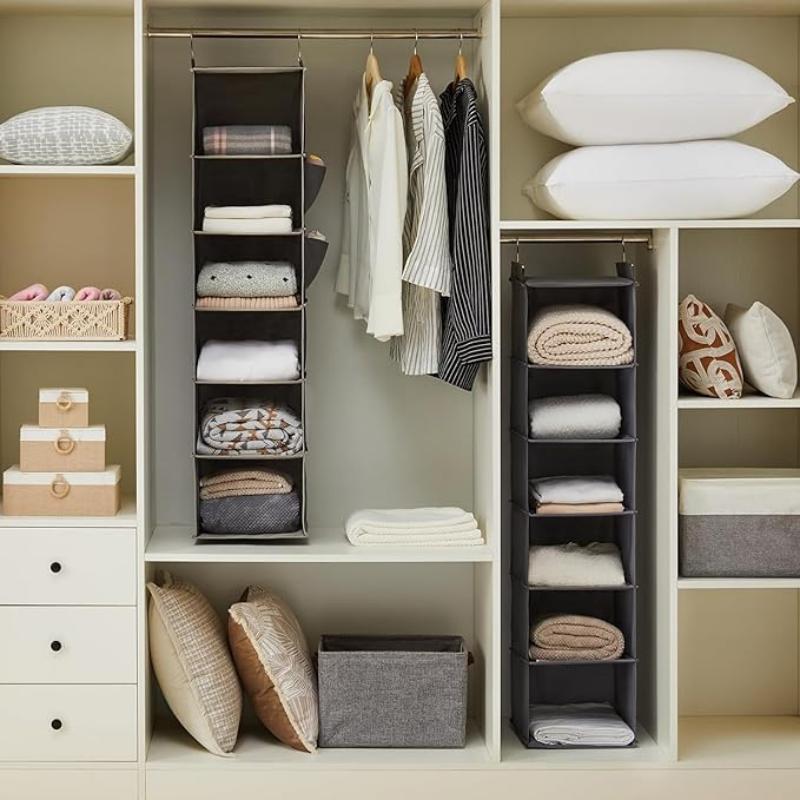 Hanging Wardrobe Organizer Clothing Hanging Closet Storage Shelves