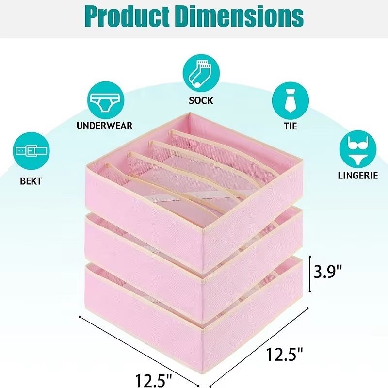 Pink Foldable Panties Sock Underwear Closet Drawer Organizer Storage Box