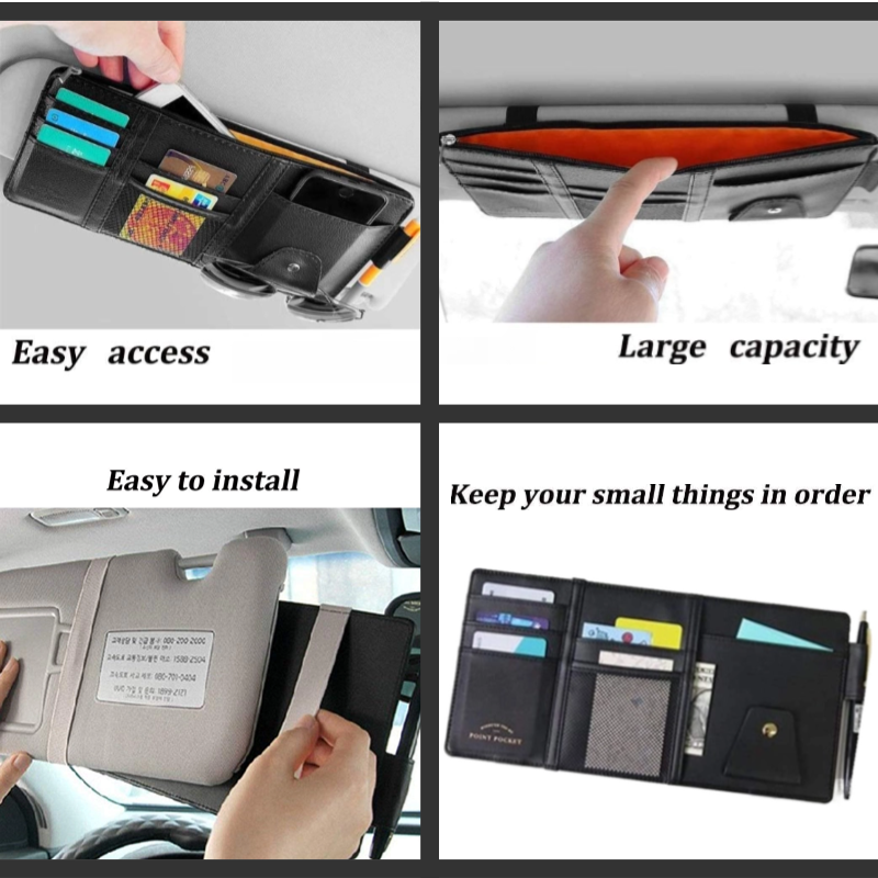 Car Visor Organizer, Auto Interior Accessories with Multi-Pocket Net