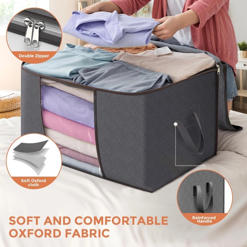 Large Storage Bags, Clothes Storage Bins Foldable Closet Organizers