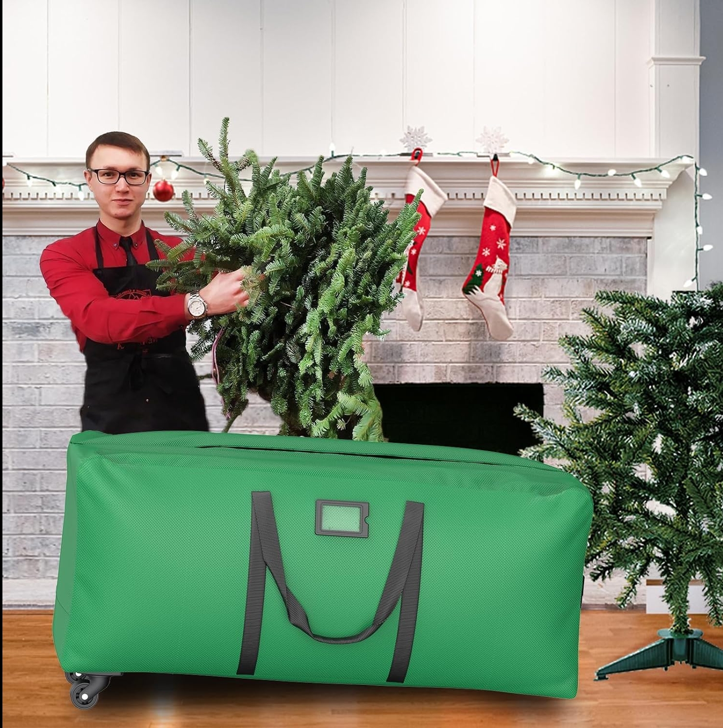 600D Heavy Duty 9ft Tree Rolling Christmas Ornament Storage Bag