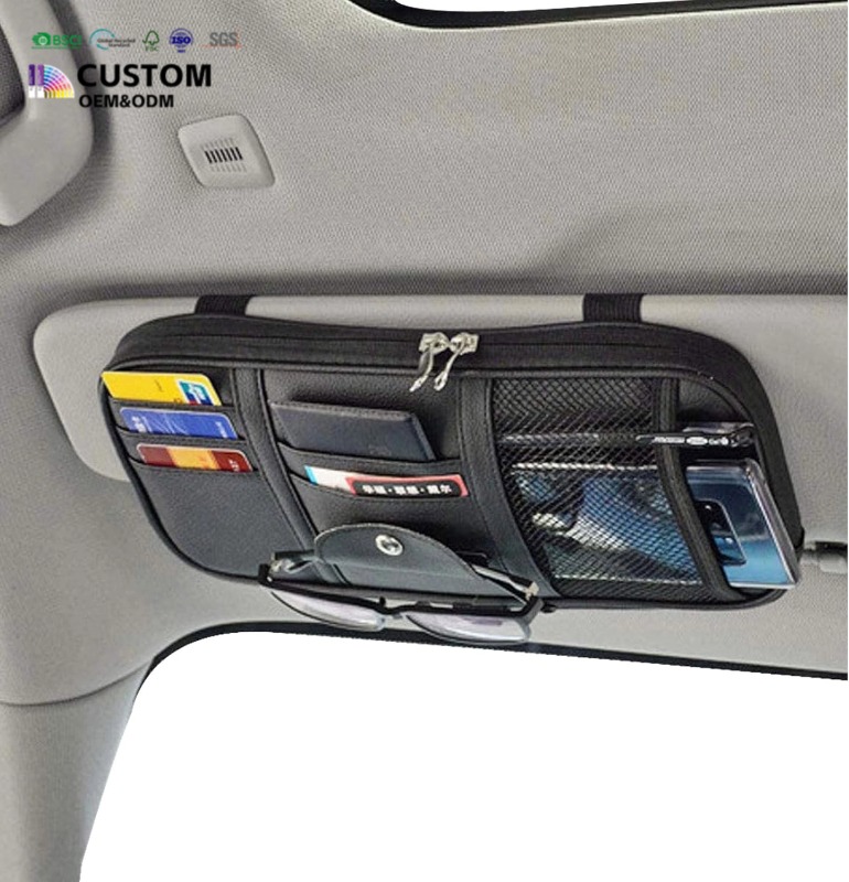 Car Sun Visor Organizer,Multi-Pocket Visor Storage Pouch with Zippers